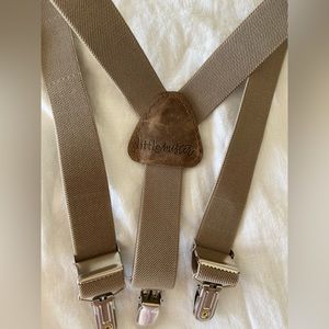 Little Mister toddler boy tan leather suspenders